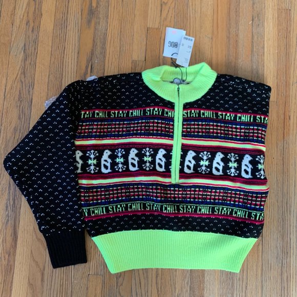 Urban Outfitter Sweater, BDG Sweater, Crop Sweater, Penguin Sweater, Neon top - Picture 1 of 7